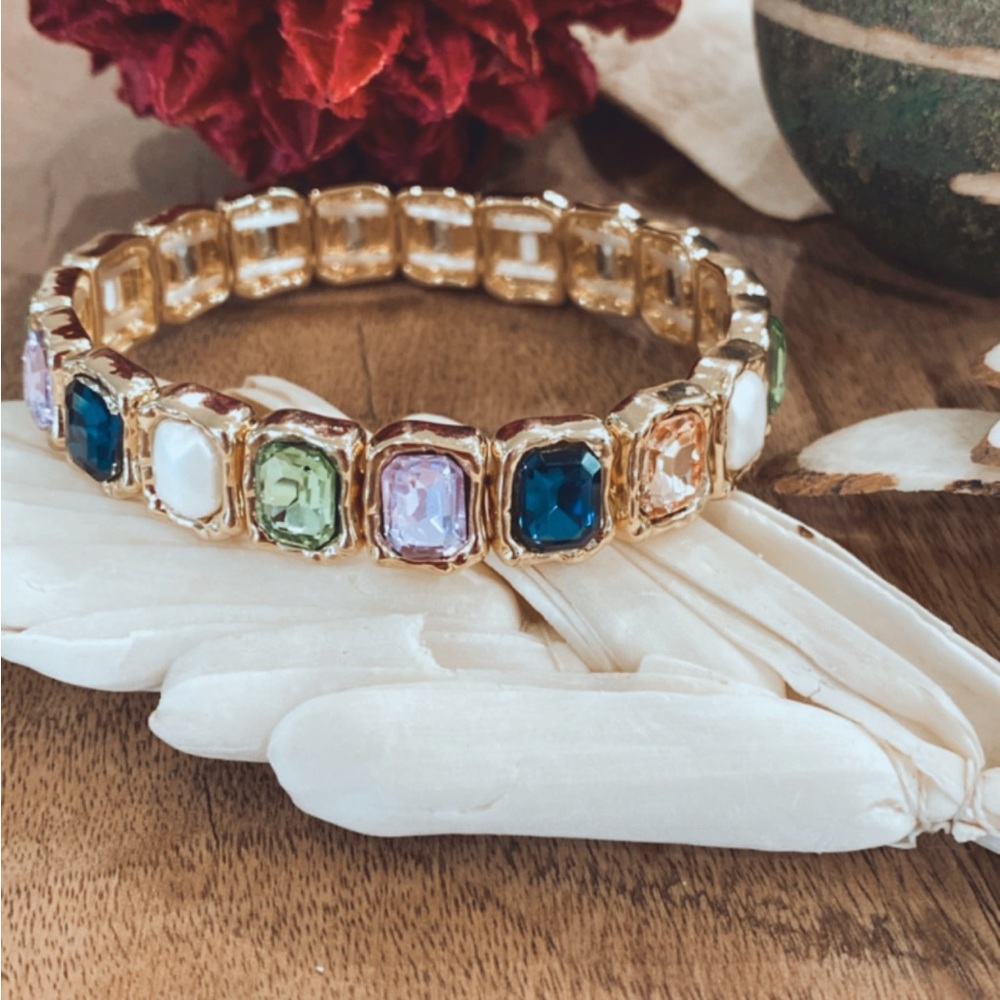 Modern Boho Glass Stone Alloy Bracelet - Picture 3 of 5